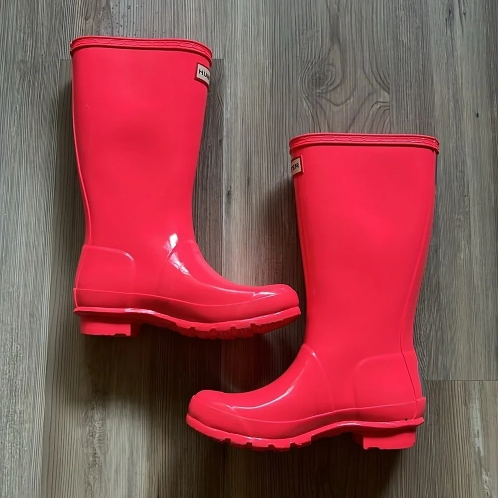 Hunter The Original Kids Gloss Wellington Rain Boot Pink Youth Kids
